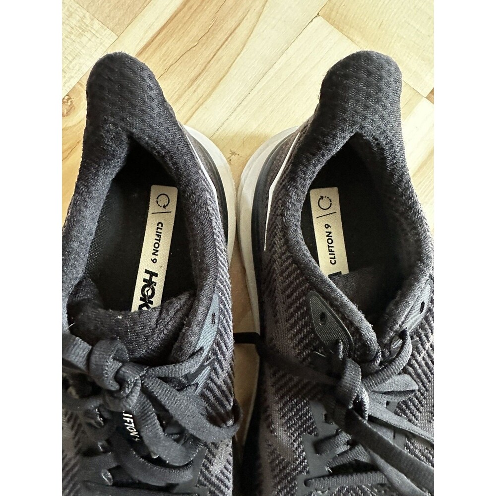 HOKA One One Clifton 9 Women’s Running Shoes US 8 Black White – - Picture 9 of 14